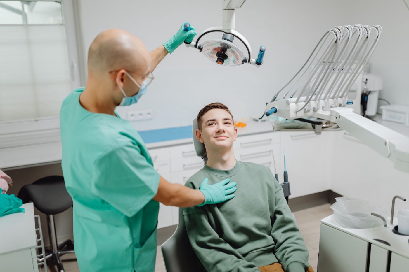 Dentist examining a patient