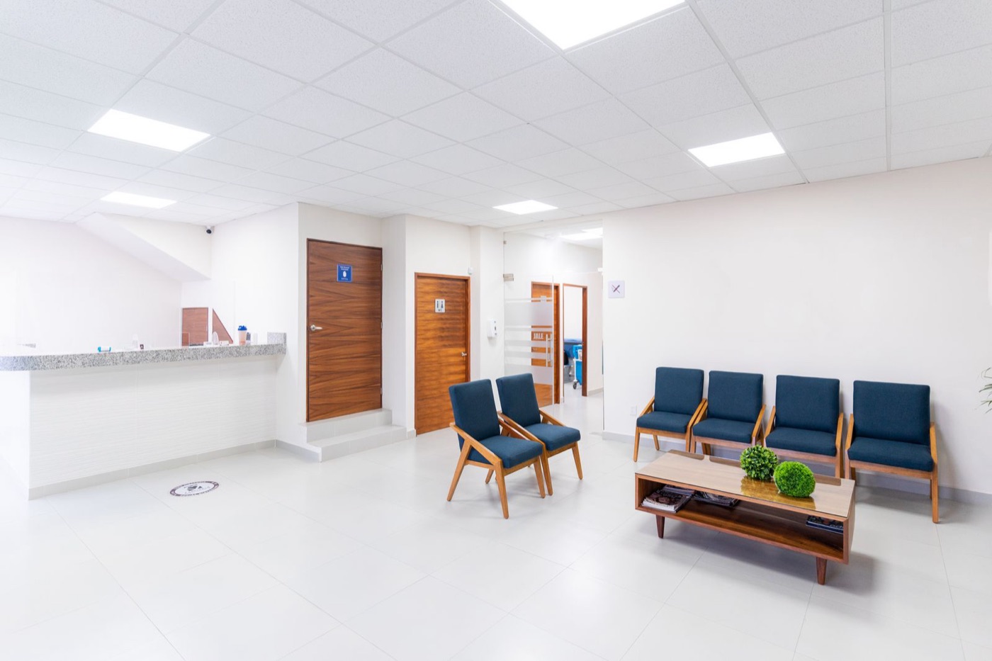 Bright medical waiting room